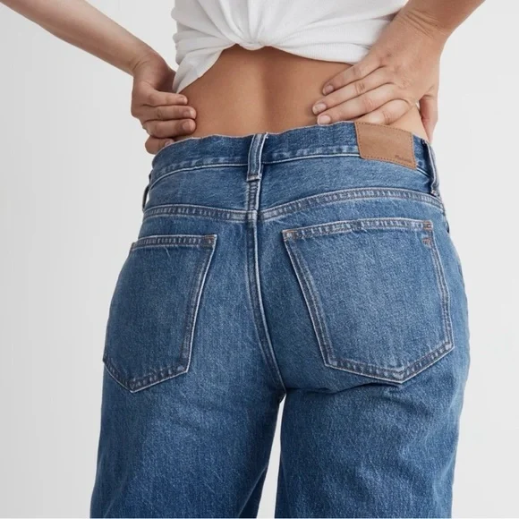 Madewell Low-Slung Straight Leg Jeans Size 28 Button Fly 100% Cotton - Picture 3 of 15